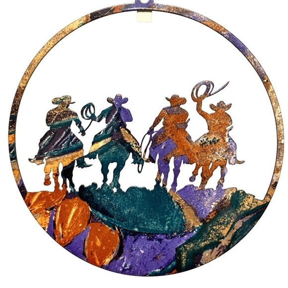 Cowboy Wall Art Window Hanging 8" Suncatcher Southwest Lazart Style - Picture 6 of 6